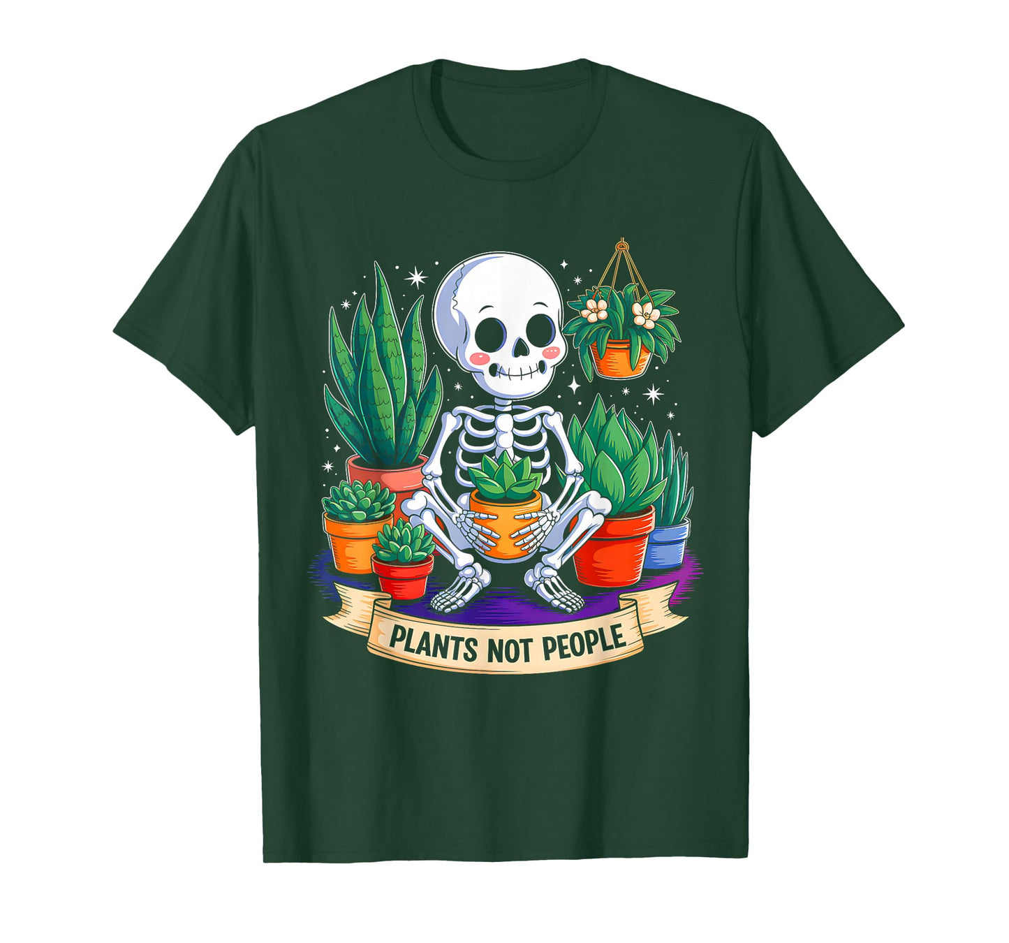 Plant Lover Skeleton Plants Not People Funny Botanical Bone T-Shirt