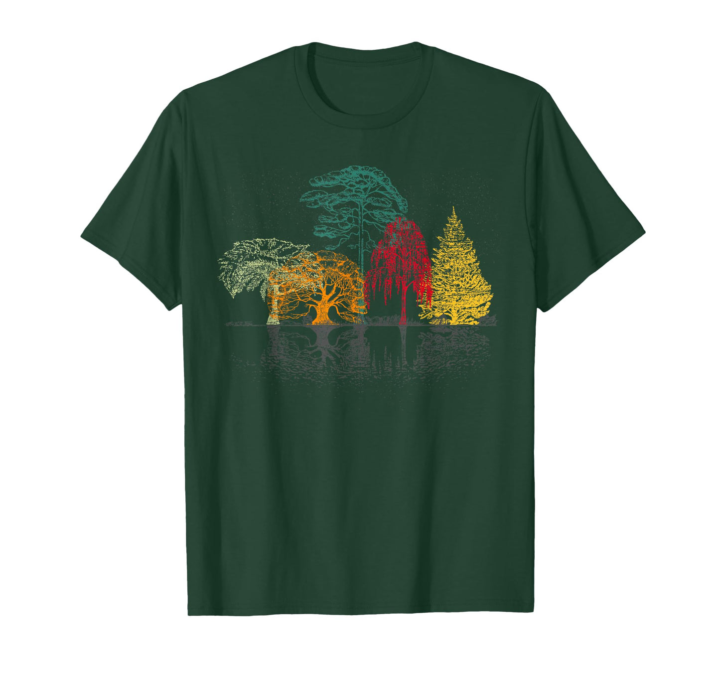 Nature Trees Reflection Outdoor Colourful Forest T-Shirt