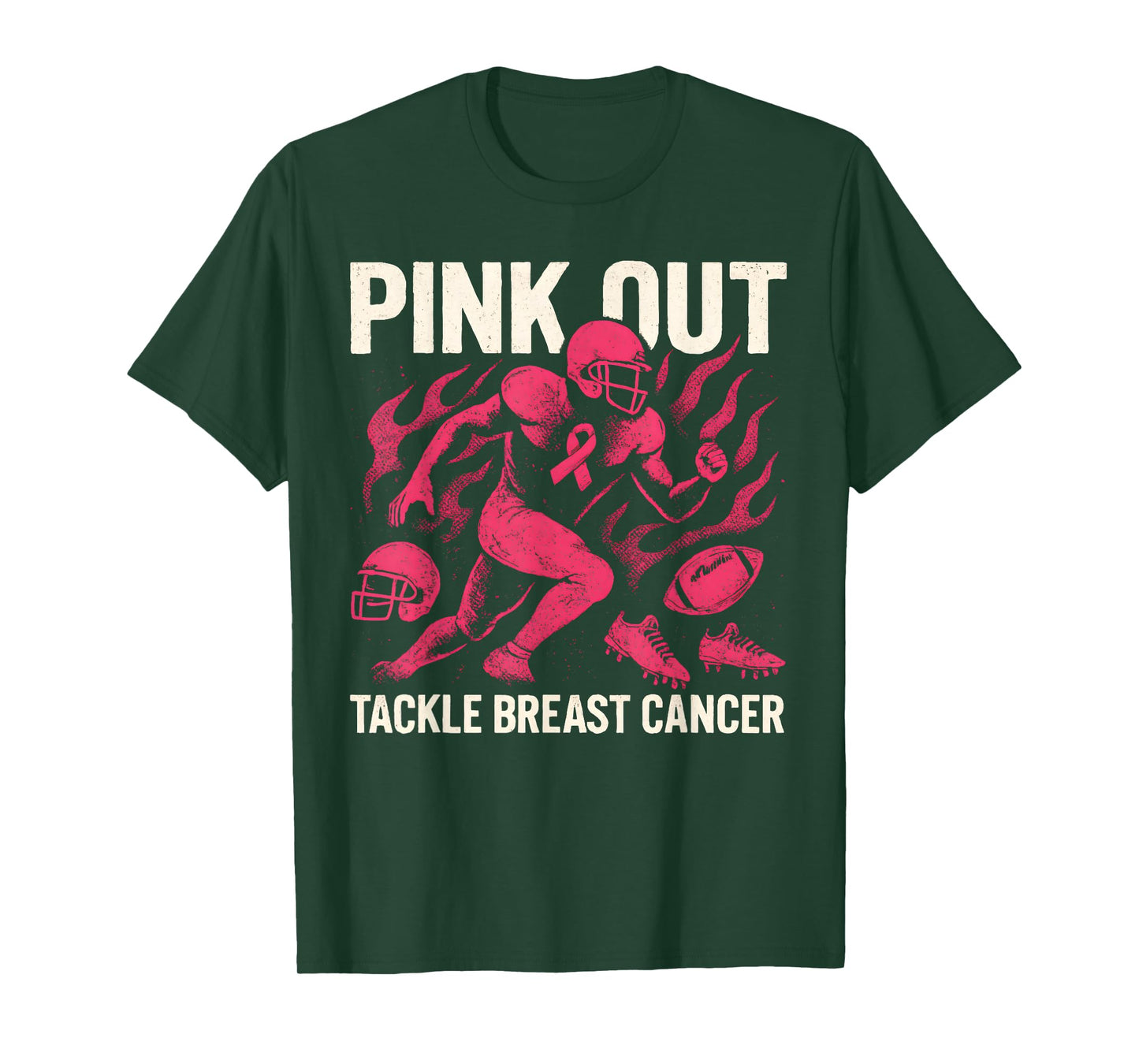 Pink Out Tackle Breast Cancer Team Support American Football T-Shirt