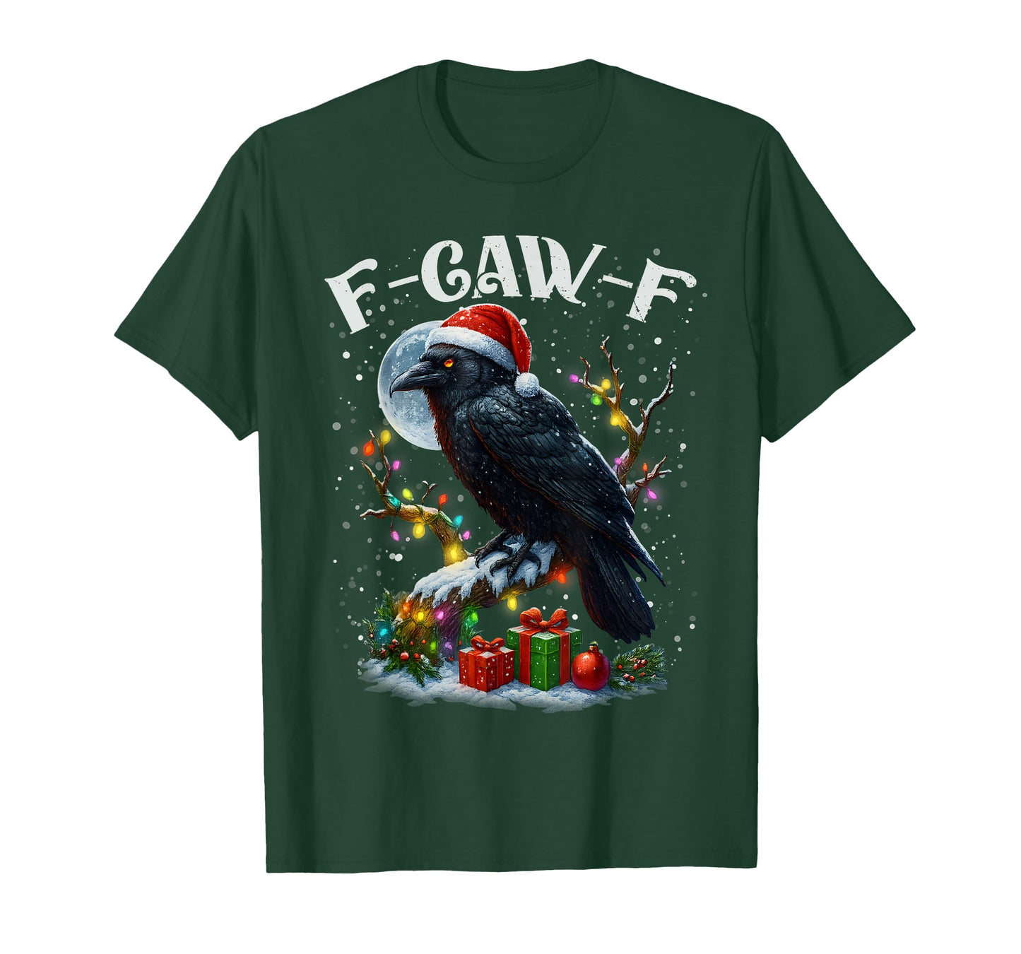 Merry F-Caw-F Funny Christmas Black Crow Merry Xmas F-Caw-F T-Shirt