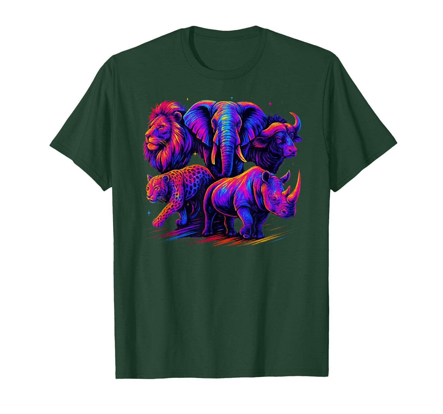 Humorous Gifts for Africa Big Five Lover Multicolor Animals T-Shirt