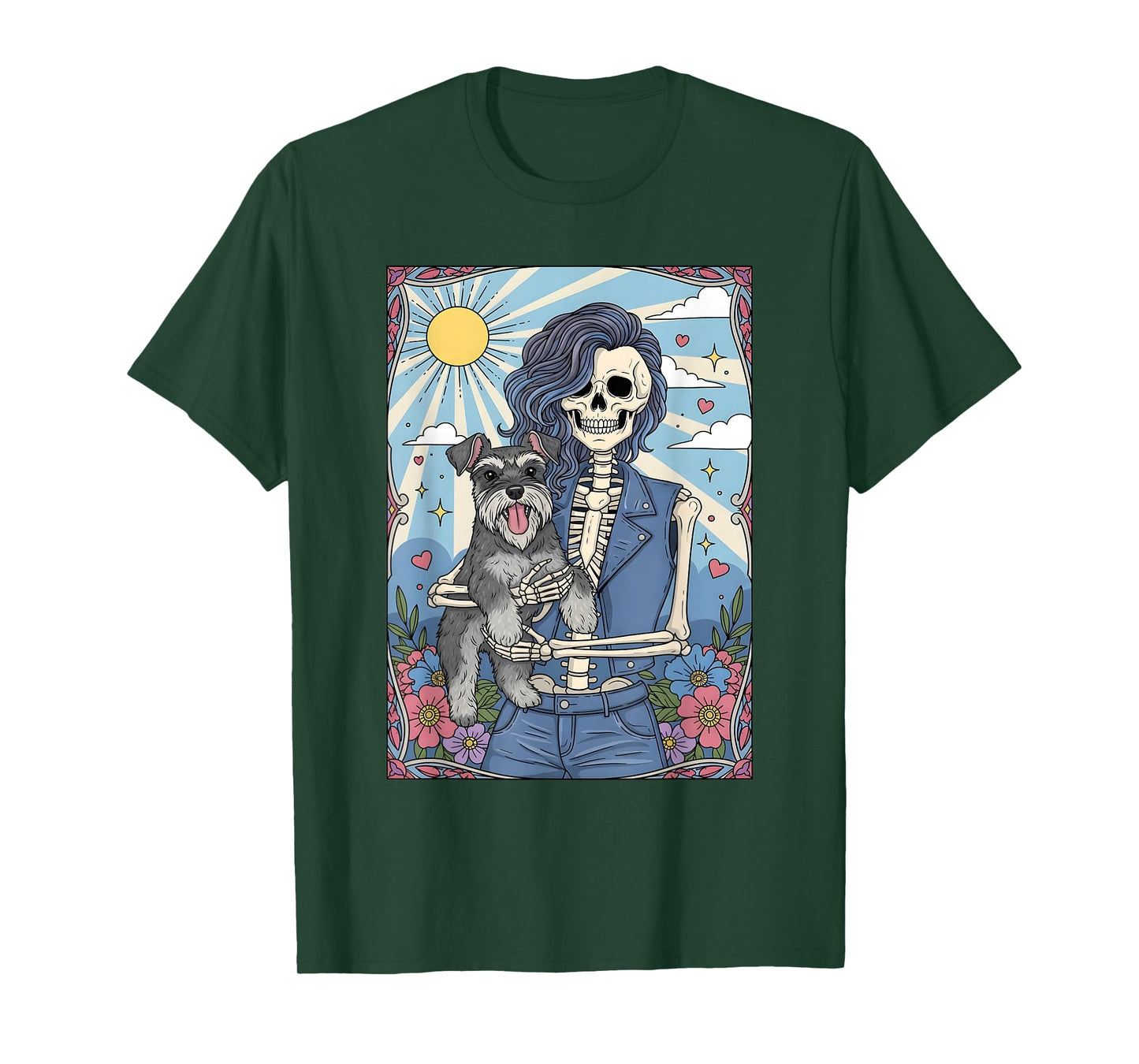 Miniature Schnauzer Tarot Card Halloween Costume Skeleton T-Shirt