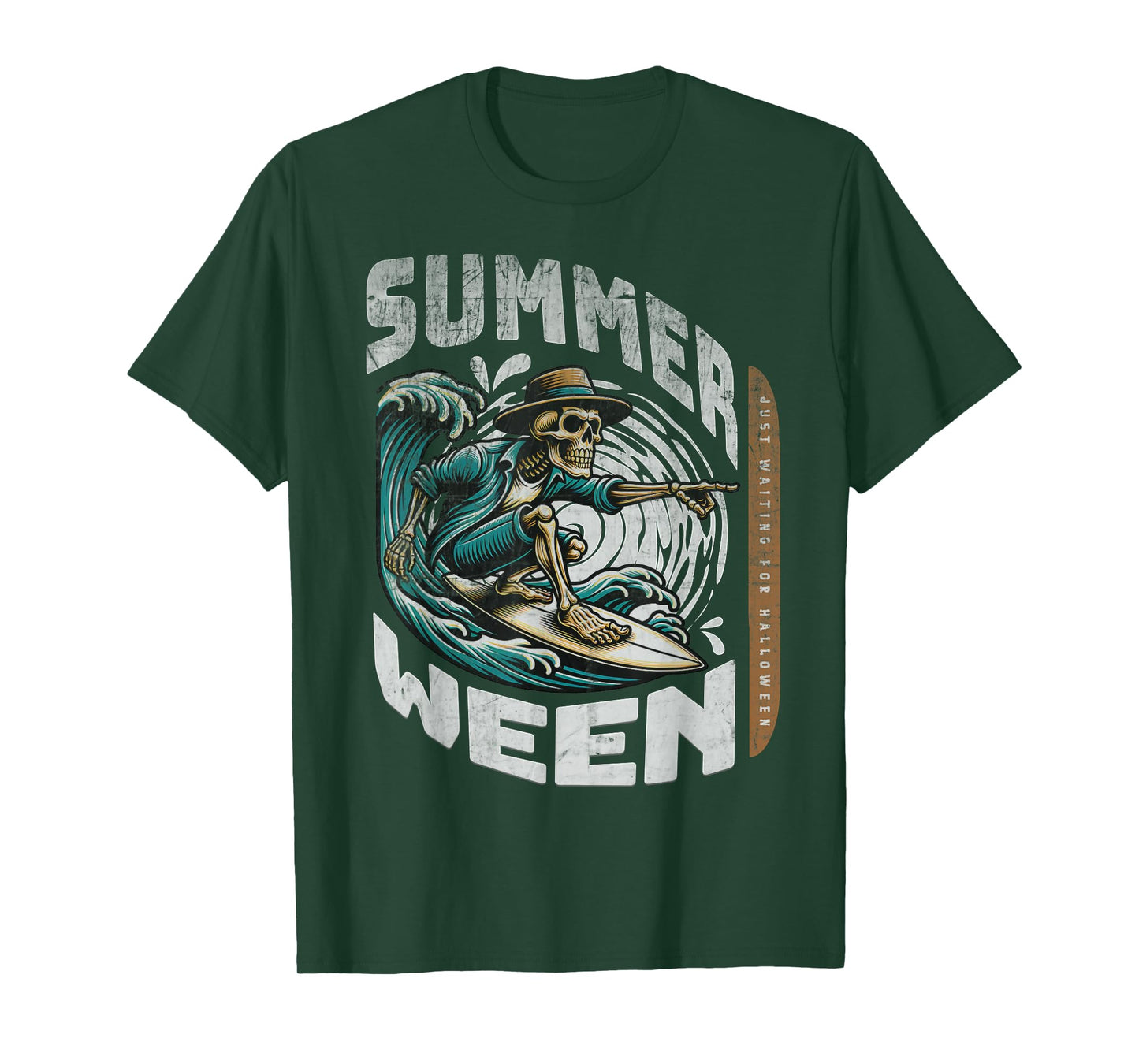 Summerween Halloween Skeleton Summer Vibes Surfing Ghost Men Women Kids T-Shirt