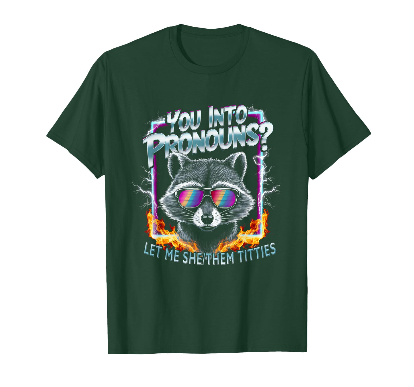 You Into Pronouns Let Me She Them Tiddies Sigma Raccoon T-Shirt