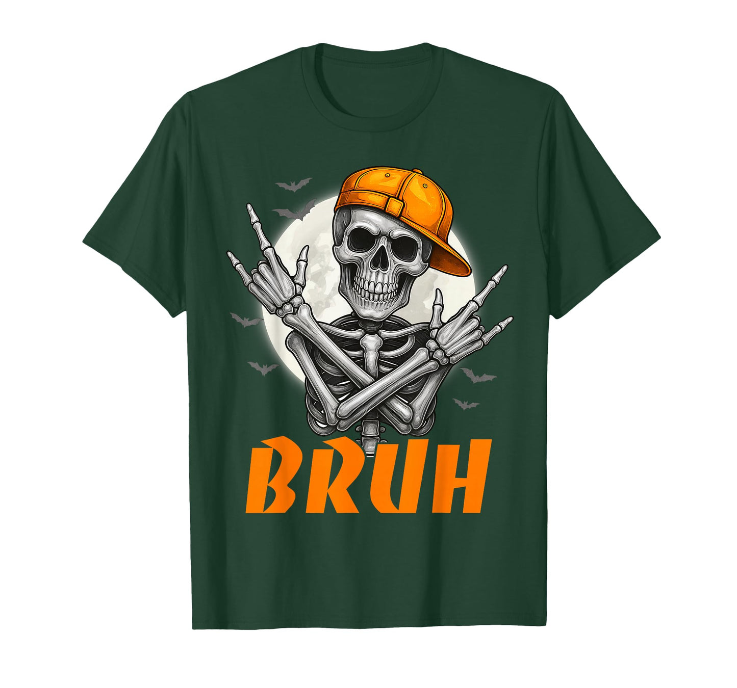 Bruh Spooky Rock Skeleton Halloween Customes Boys Mens T-Shirt