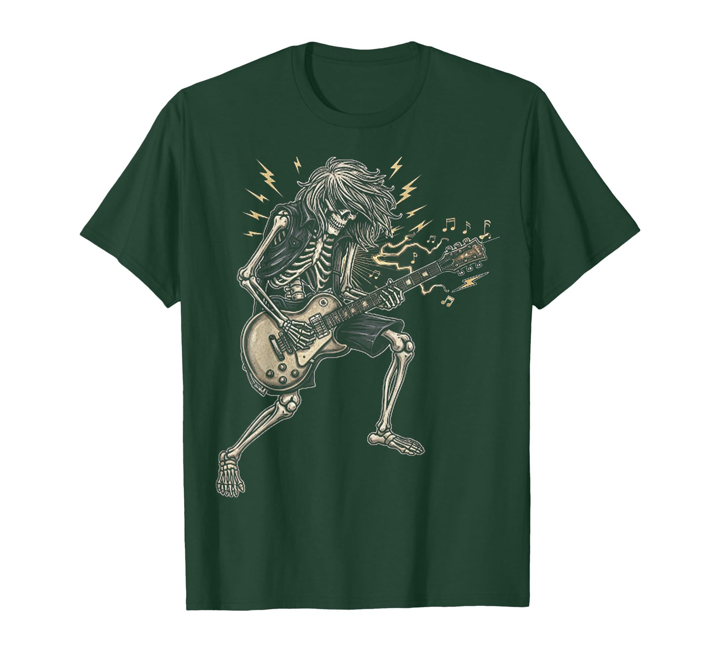 Skeleton Playing Electric Guitar for Halloween Men Women T-Shirt