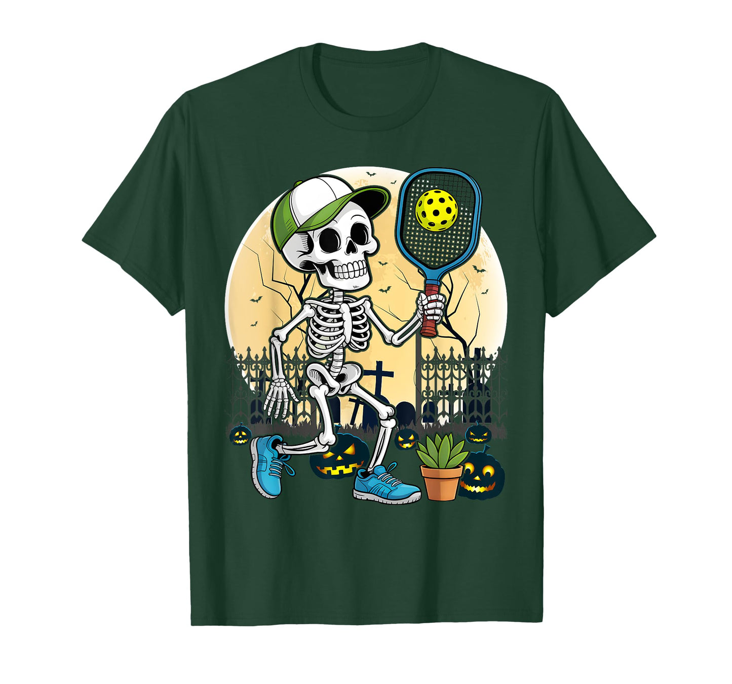 Groovy Skeleton Halloween Costume Pickleball T-Shirt