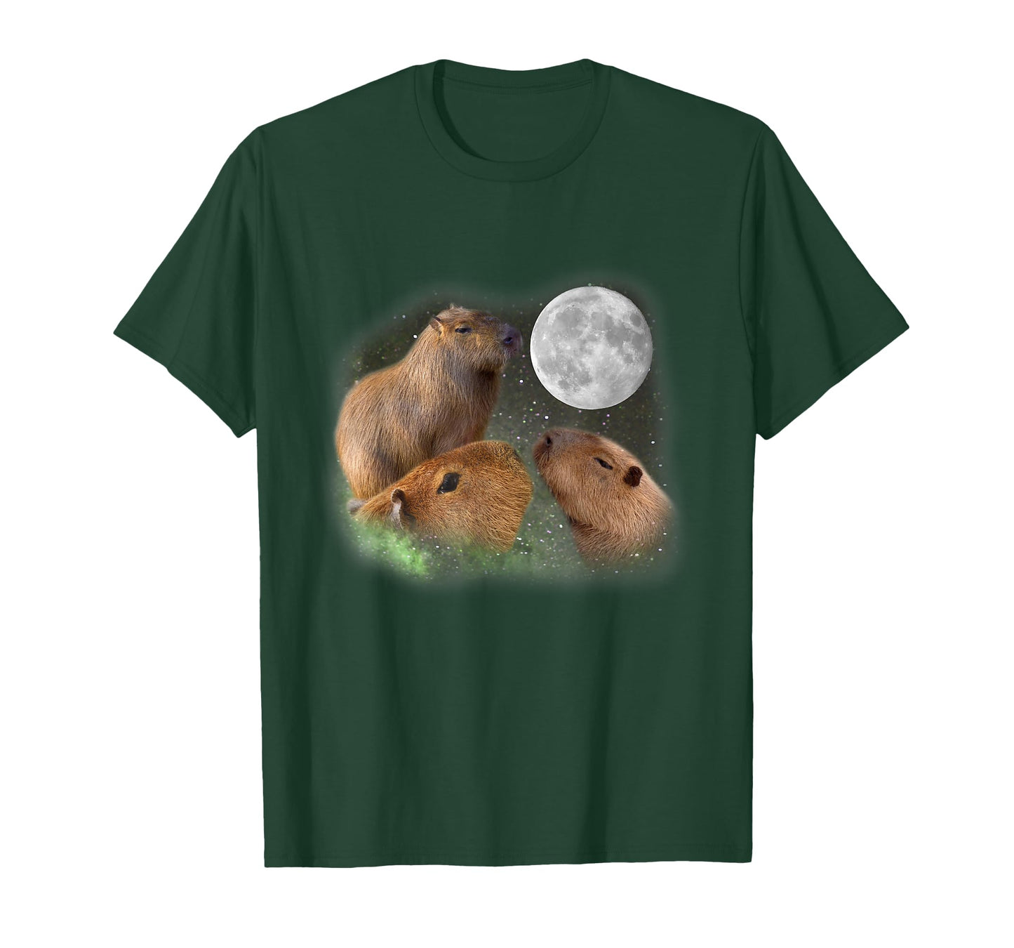 Three Moon Capybaras T-Shirt. Funny Cute Animal Parody Tee T-Shirt