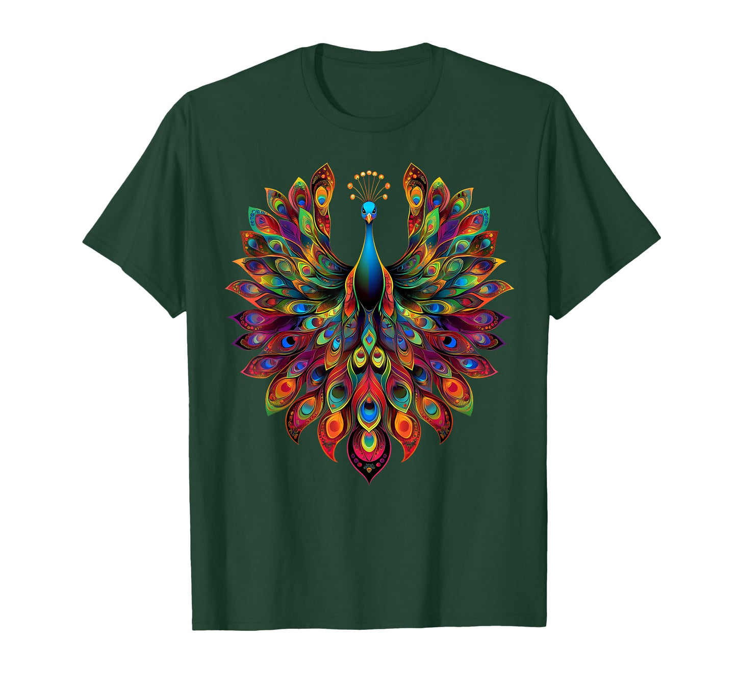 Colorful Peacock Cute Peafowl Bird Lover Men Women Black T-Shirt