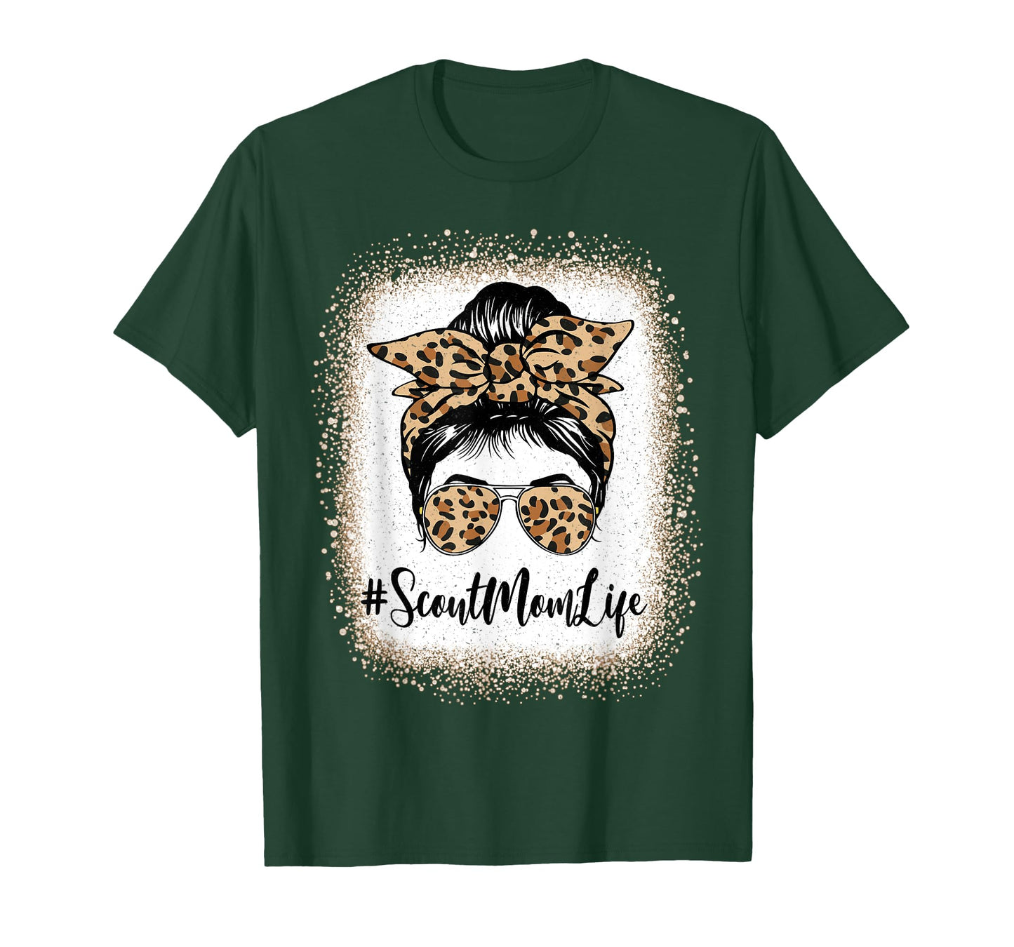 Scout Mom Life Bleached Leopard Messy Bun Mother's day T-Shirt