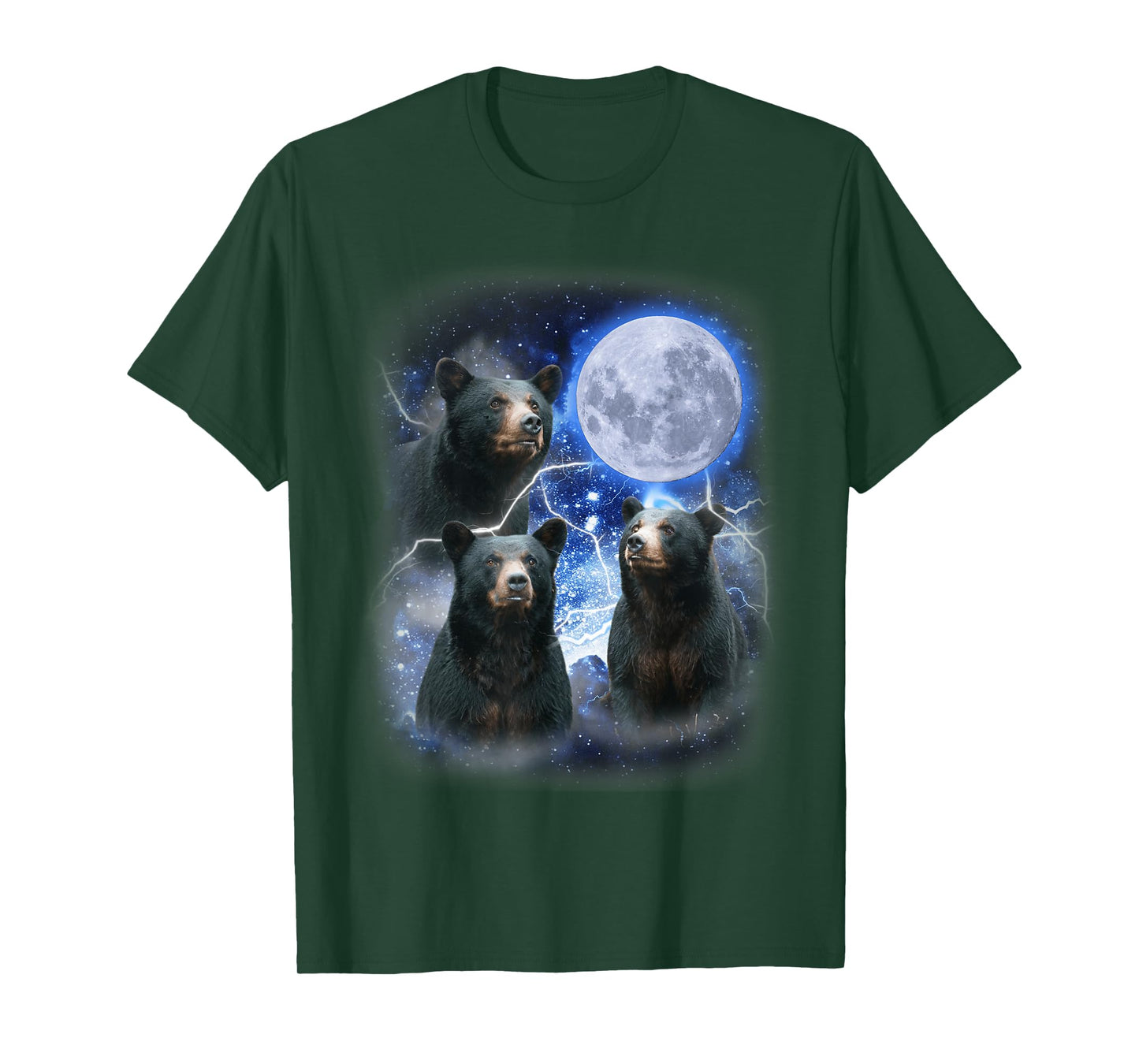 Three Black Bear Moon - 3 Wild Bears Gazing at the Moonlight T-Shirt