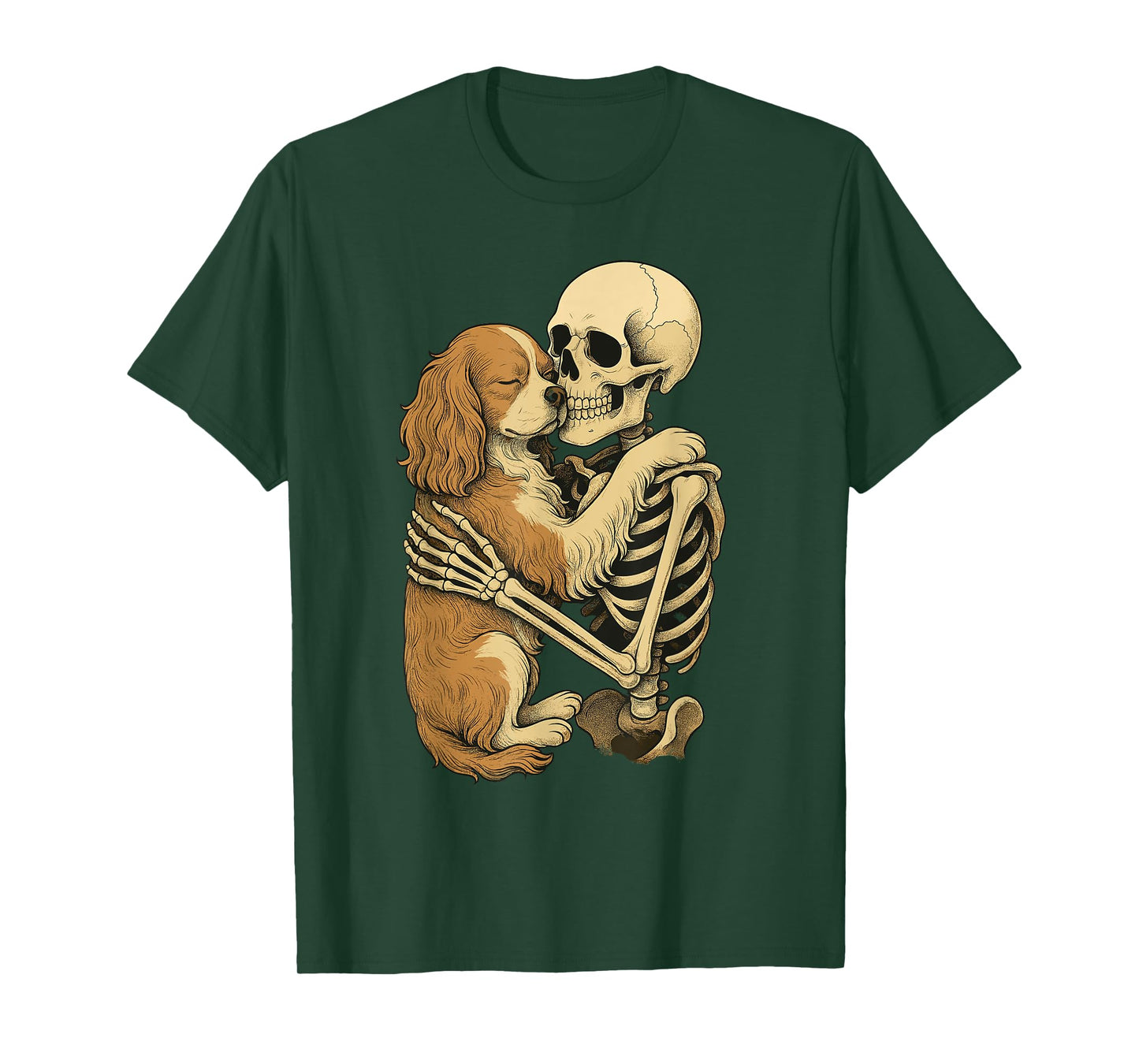 Skeleton Hugging Cavalier King Charles Spaniel T-Shirt