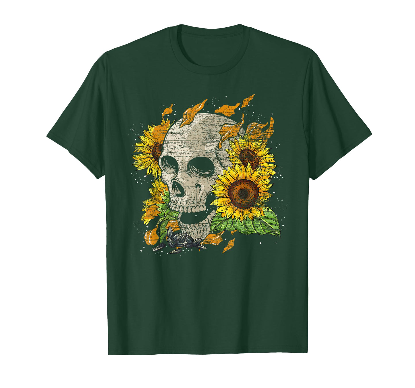 Florist Hippie Yellow Flower Nature Skull Sunflower T-Shirt