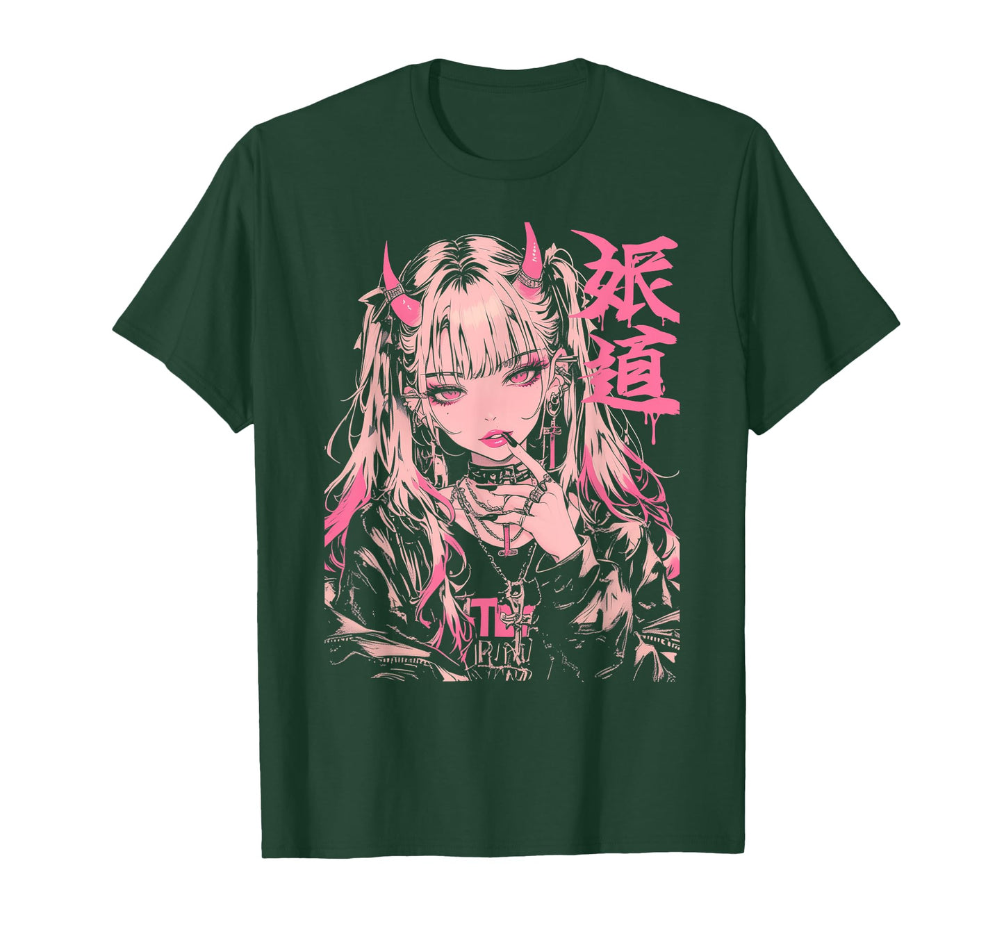 Goth Grunge Demon Anime Girl Waifu Horror Alt Aesthetic T-Shirt