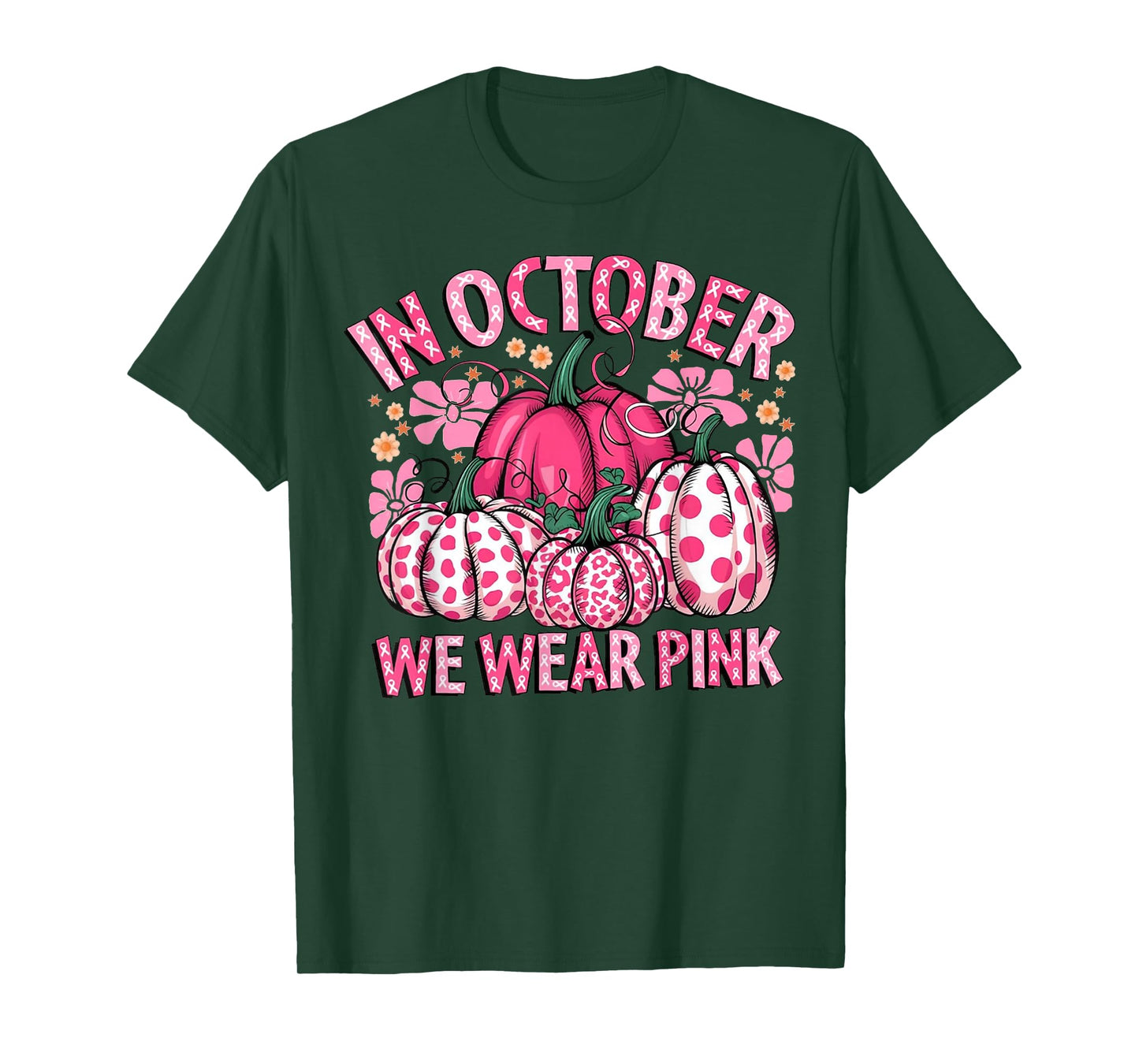 In October We Wear Pink Pumpkin Breast Cancer Halloween T-Shirt