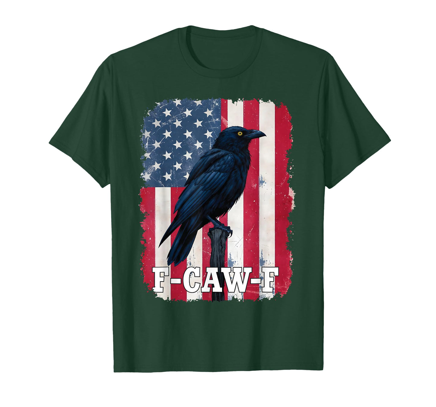 F-Caw-F Black Bird Crow Retro USA Flag Vintage F Caw F T-Shirt