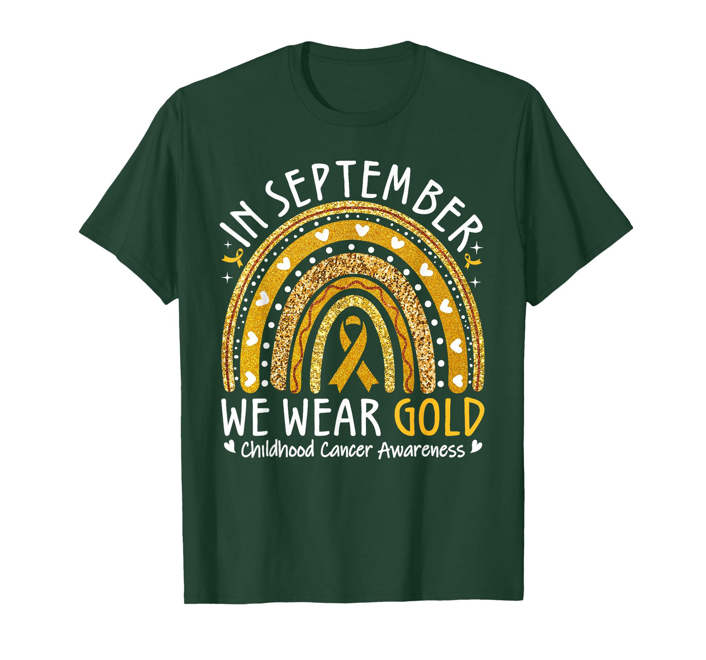 In September We Wear Gold Childhood Cancer Awareness Rainbow T-Shirt