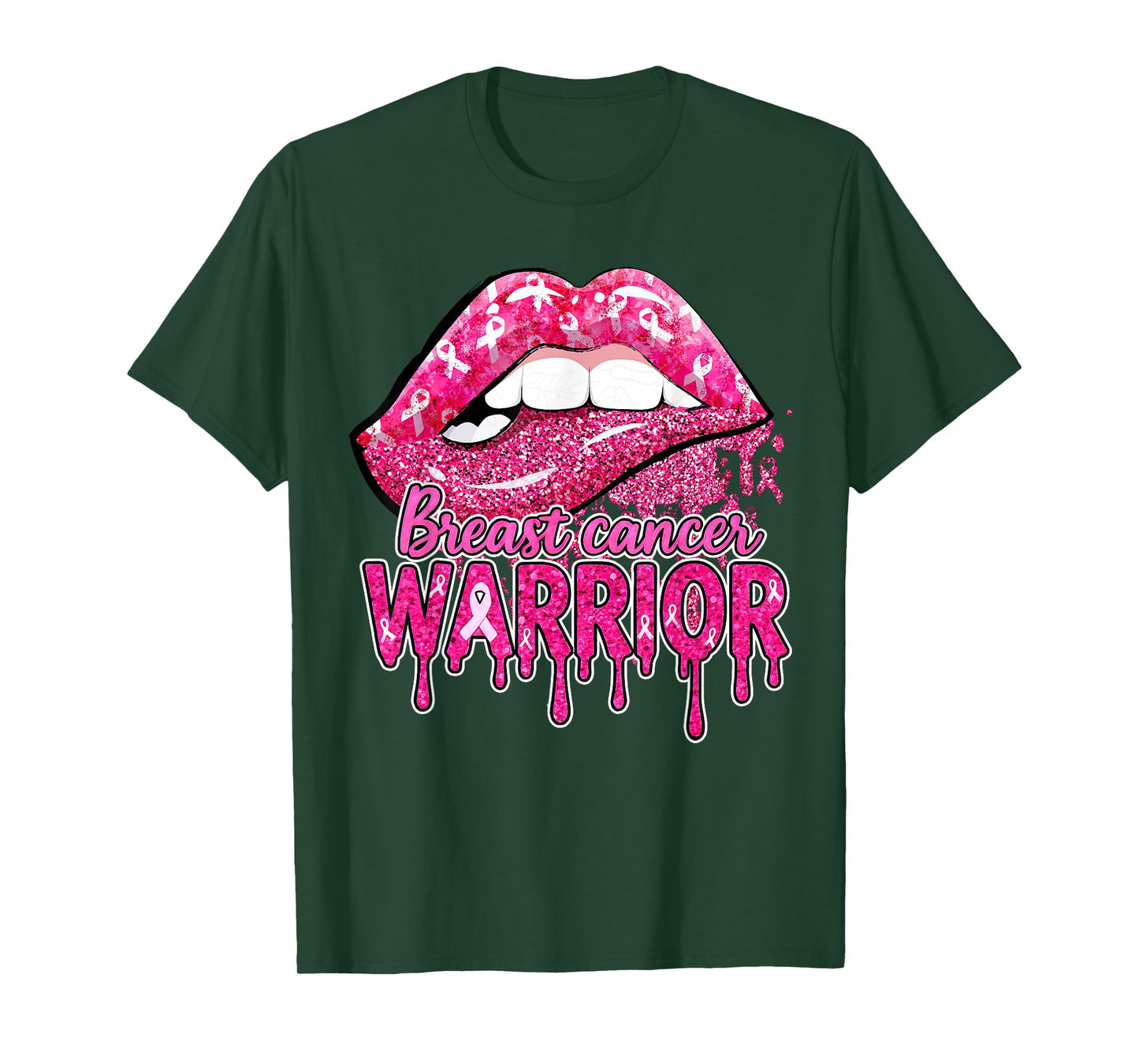 Breast Cancer Warrior Drip Lip Awareness For Men Women T-Shirt