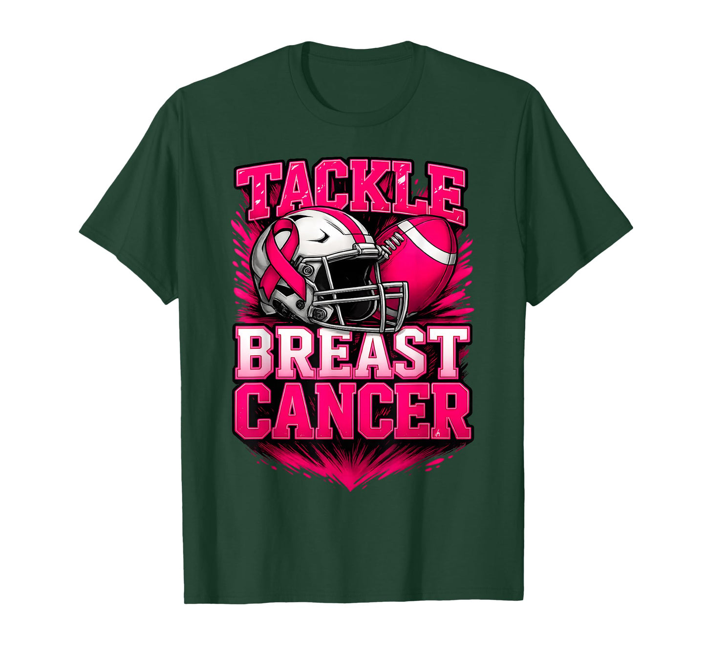 Tackle Football Pink Ribbon Support Breast Cancer Awareness T-Shirt