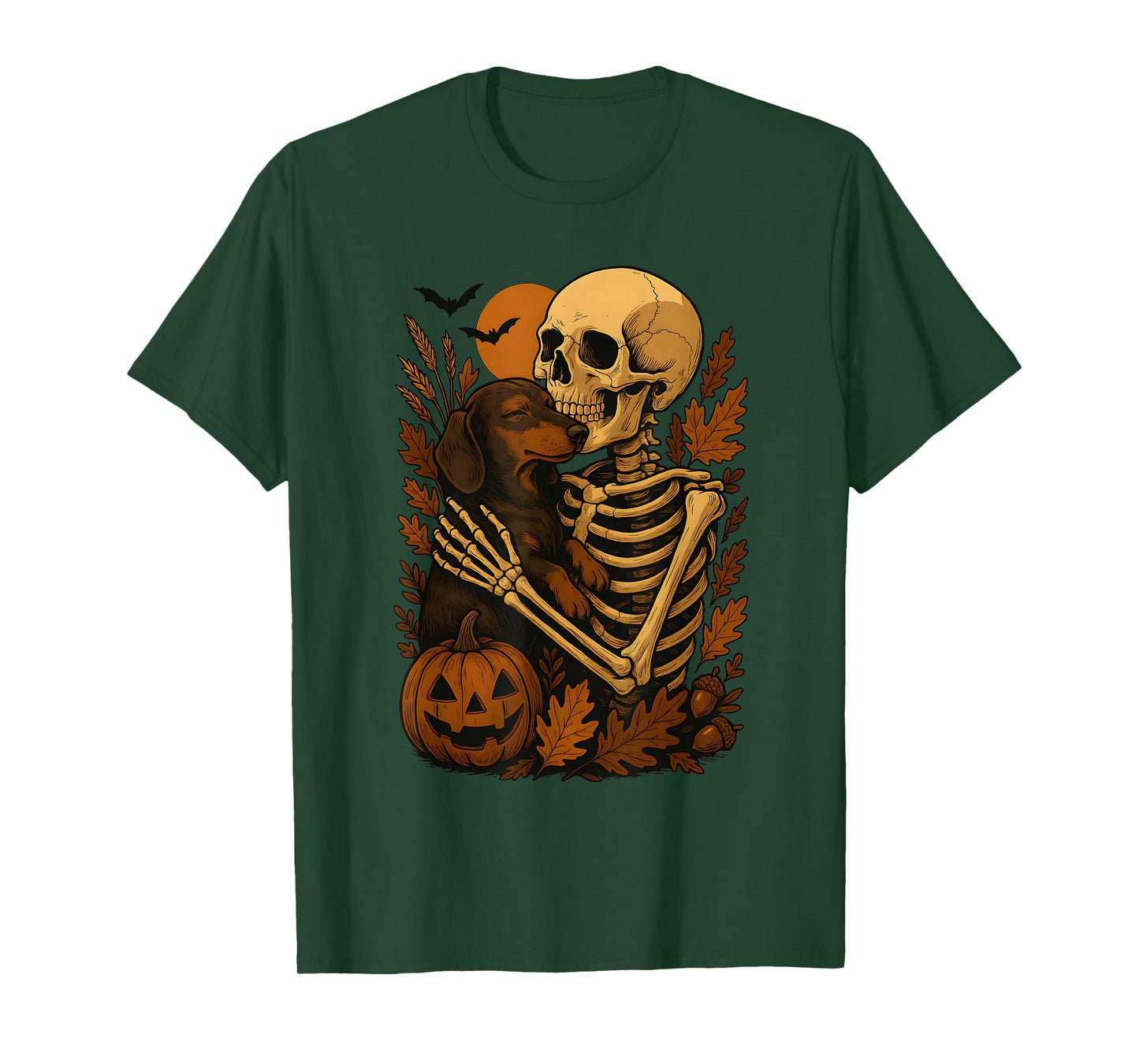 Skeleton Hugging Dachshund T-Shirt