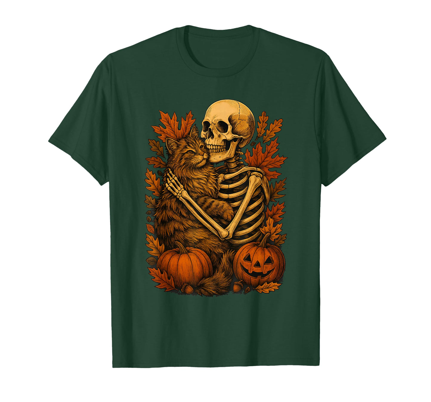 Skeleton Hugging Maine Coon T-Shirt