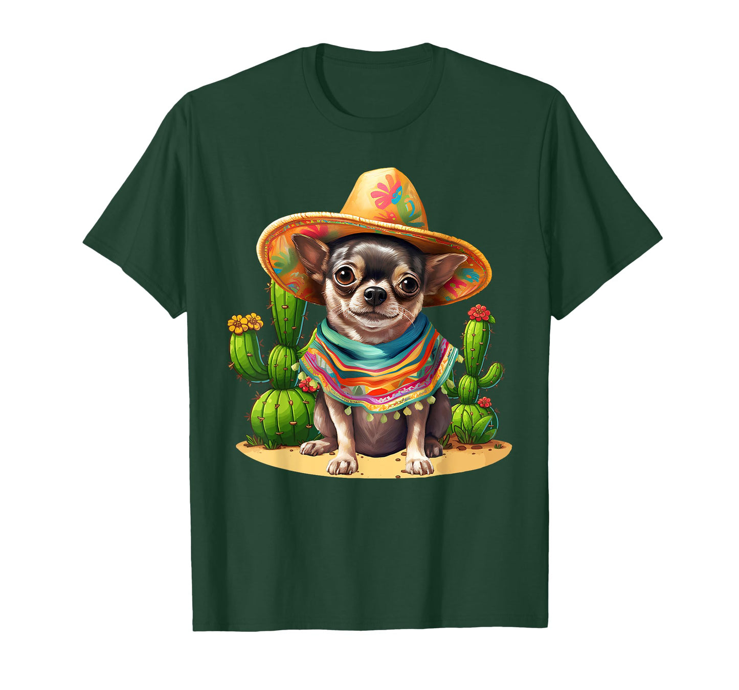 Chihuahua Dog & Sombrero Hat Mexican Fiesta Cinco De Mayo T-Shirt for Men Women
