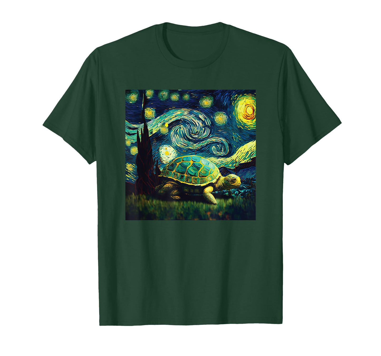 cute turtle painting for lover Van Gogh art Starry Night sky T-Shirt