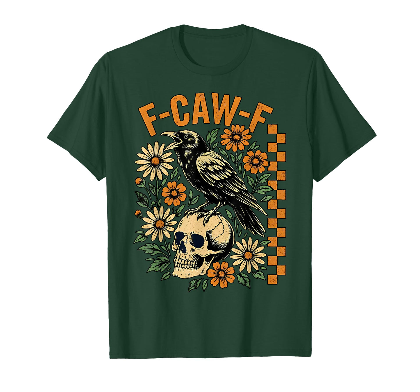 F-Caw-F Black Crow Pun Funny Bird Cawing Grunge Halloween T-Shirt
