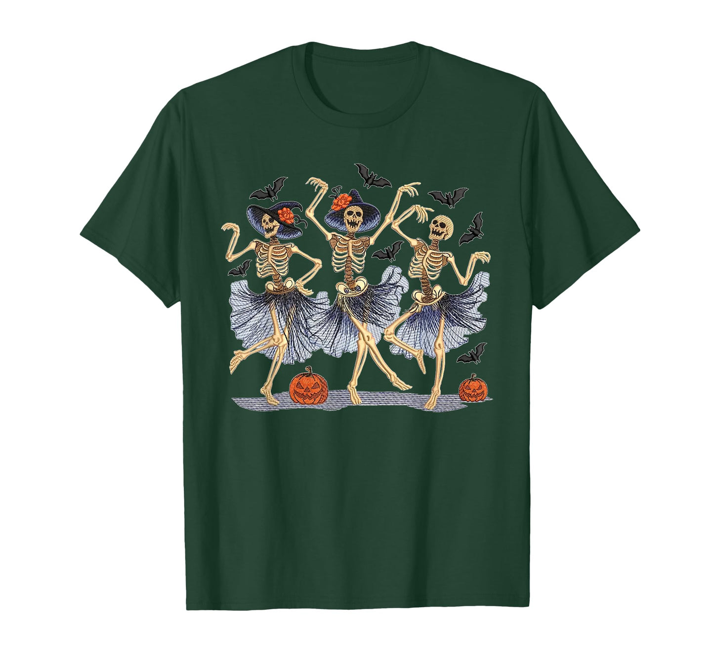 Dancing Skeleton Wearing Dress Spooky Halloween Dancer T-Shirt