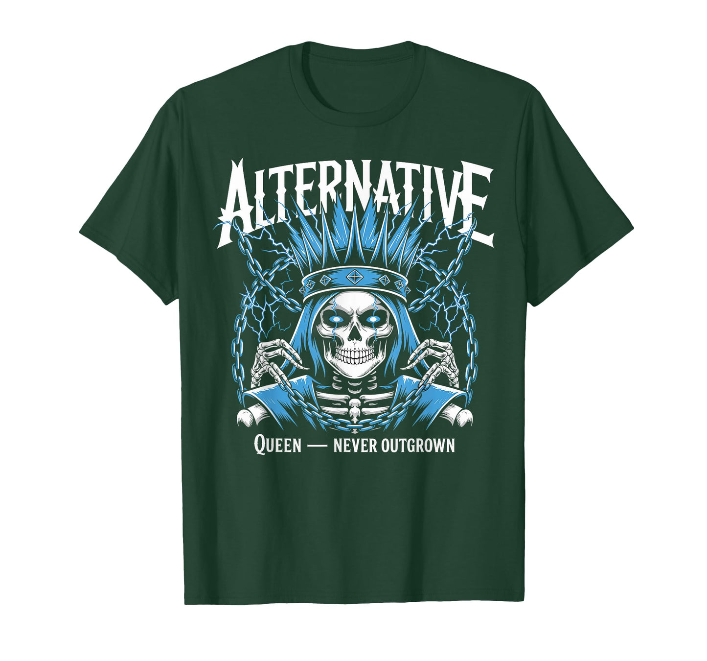 Alternative Queen Never Outgrown Skeleton Art T-Shirt