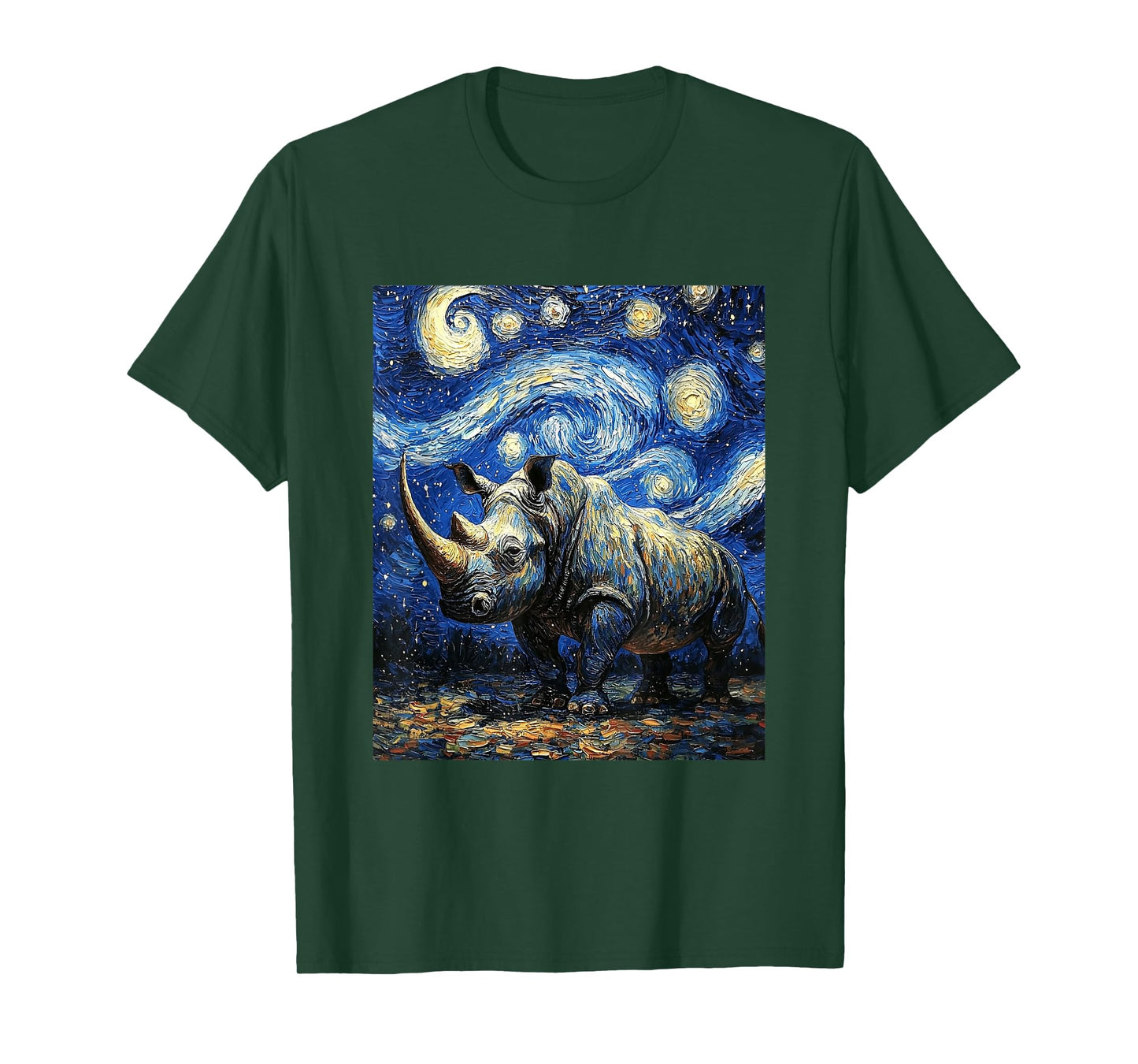 Rhino Rhinoceros - Van Gogh Style - Starry Night T-Shirt