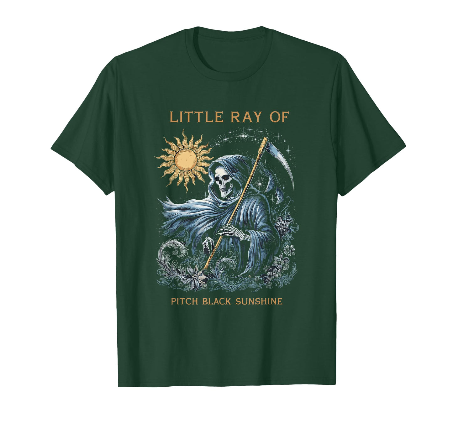 Little Ray of Pitch Black Sunshine Grim Reaper Goth Art T-Shirt