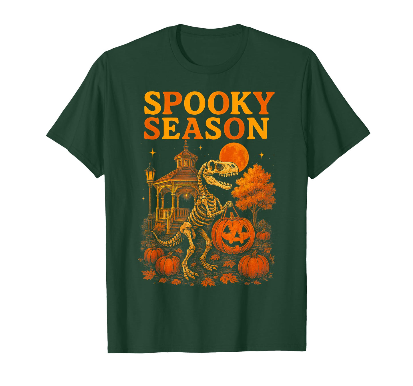 HUGvyn Dinosaur Spooky Halloween Gazebo T Rex Skeleton Kids T-Shirt