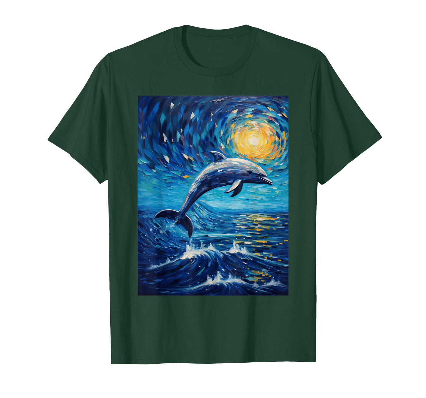 Dolphin Starry Night Van Gogh Style Graphic T-Shirt