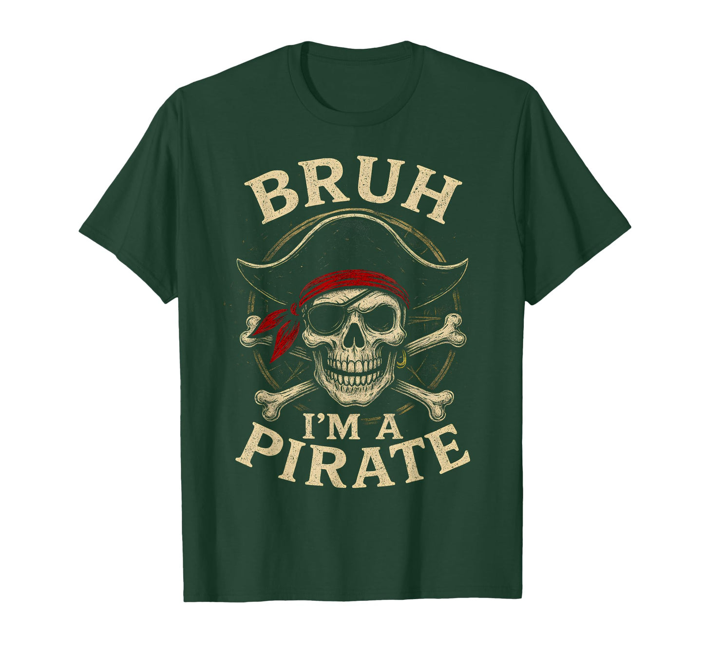 Bruh I'm a Pirate Lazy Pirate Skull Costume Halloween T-Shirt