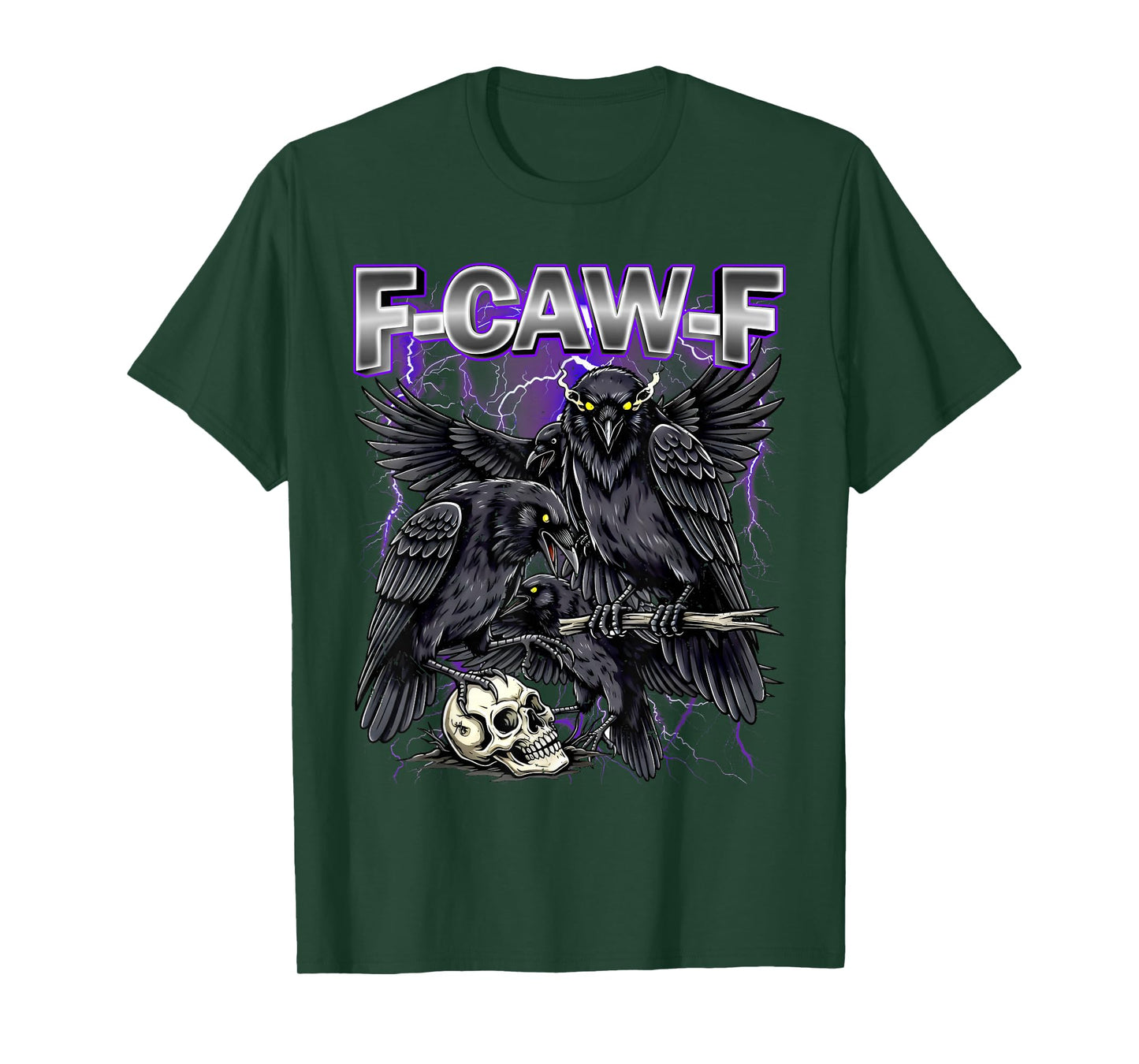 Funny Crow F-CAW-F Graphic Gothic Black Raven Moon Halloween T-Shirt