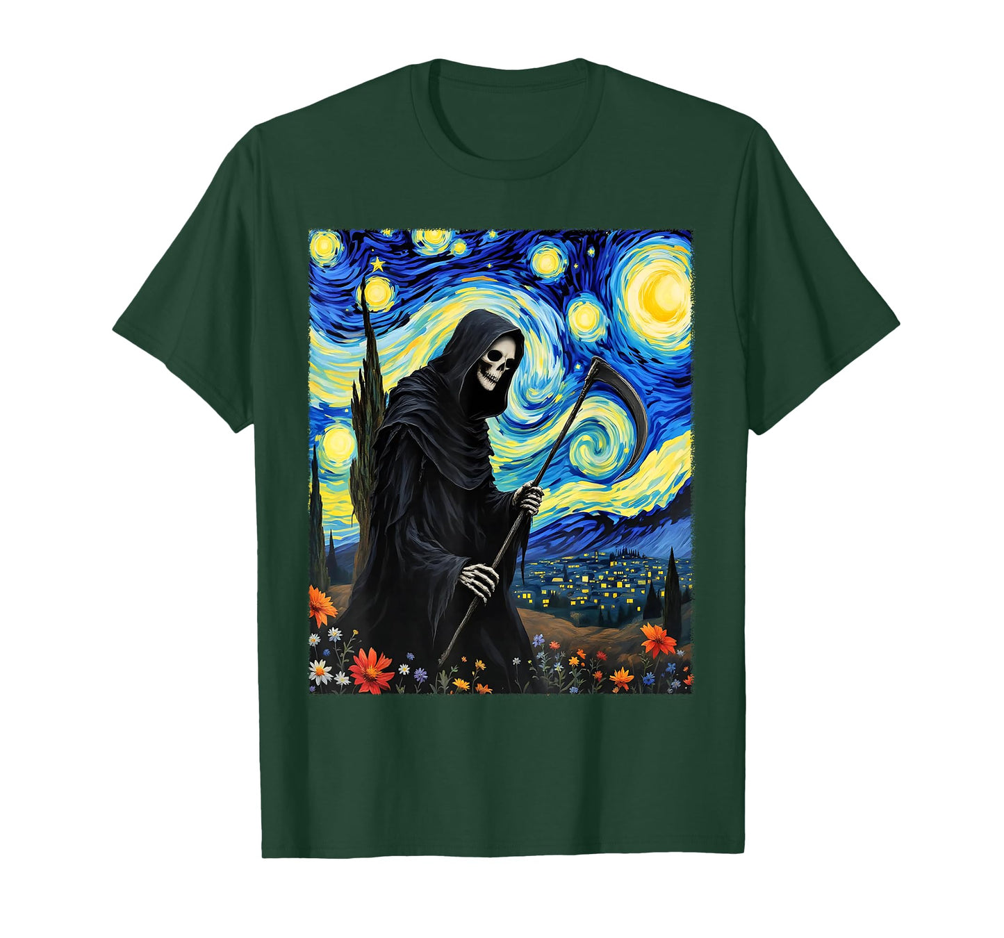 Grim Reaper Van Gogh Inspired Halloween Party Costume T-Shirt