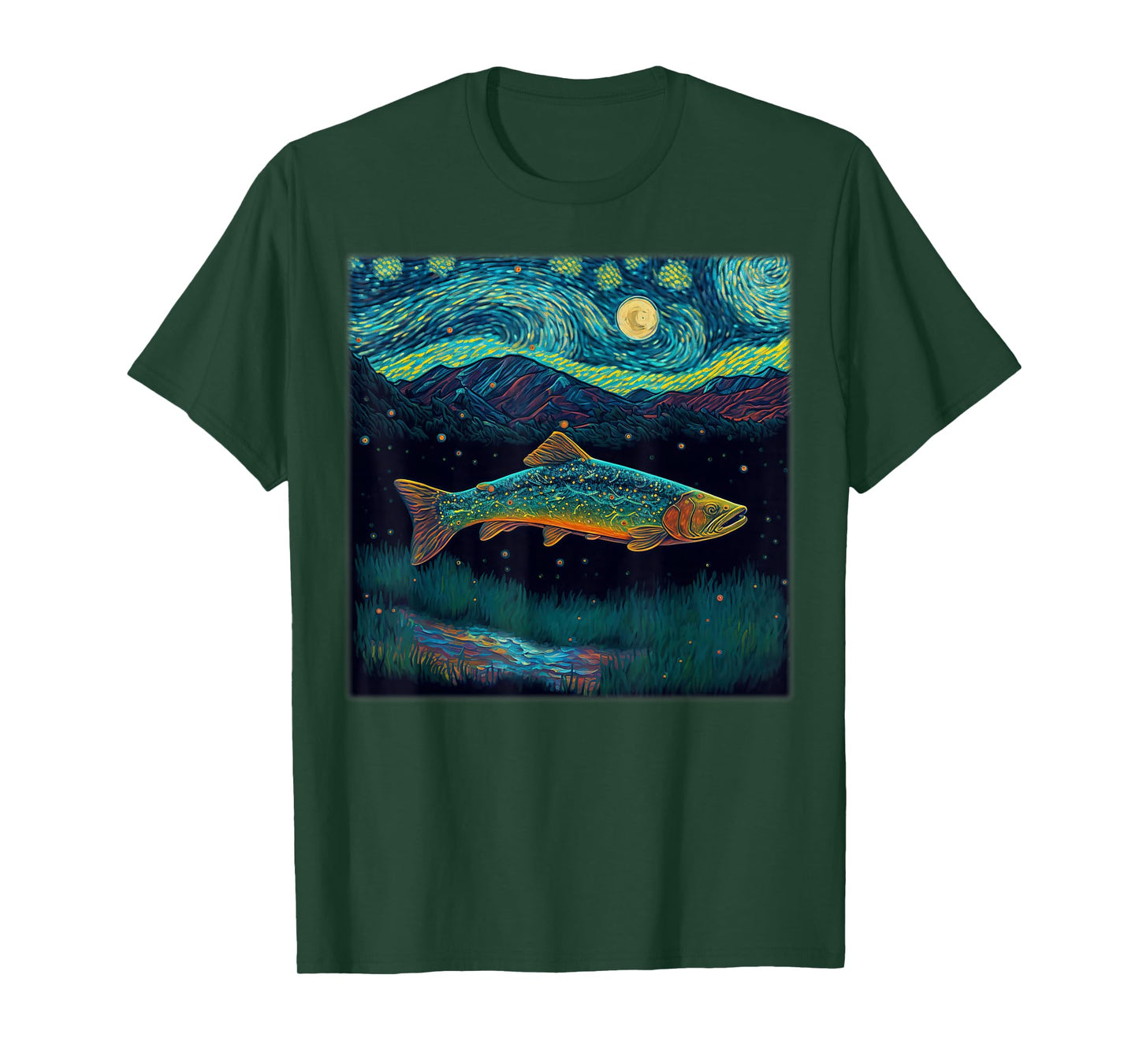 Surrealism Starry Night Brook Trout T-Shirt
