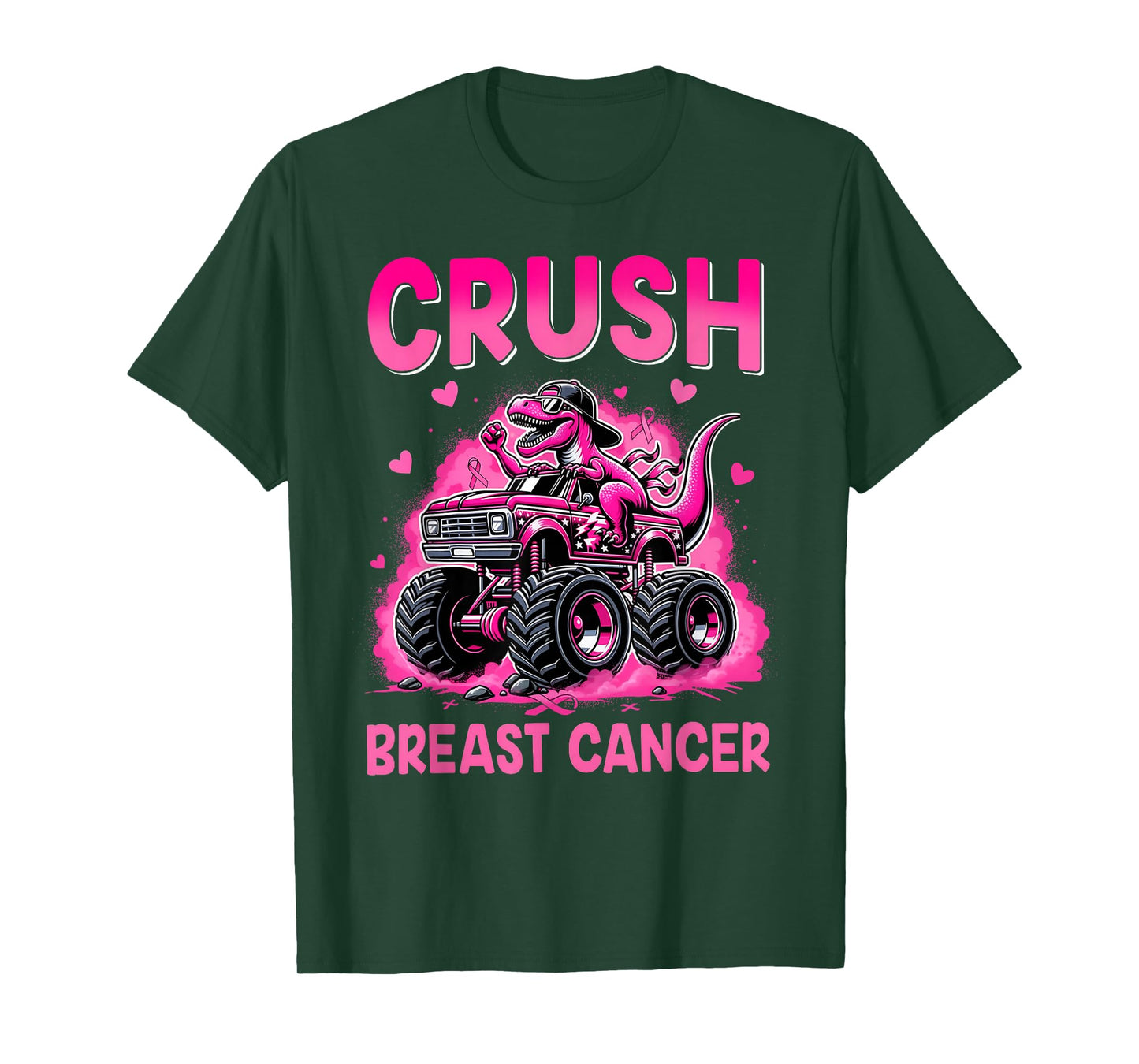 Crush Breast Cancer Awareness Monster Truck Toddler Boy Kids T-Shirt