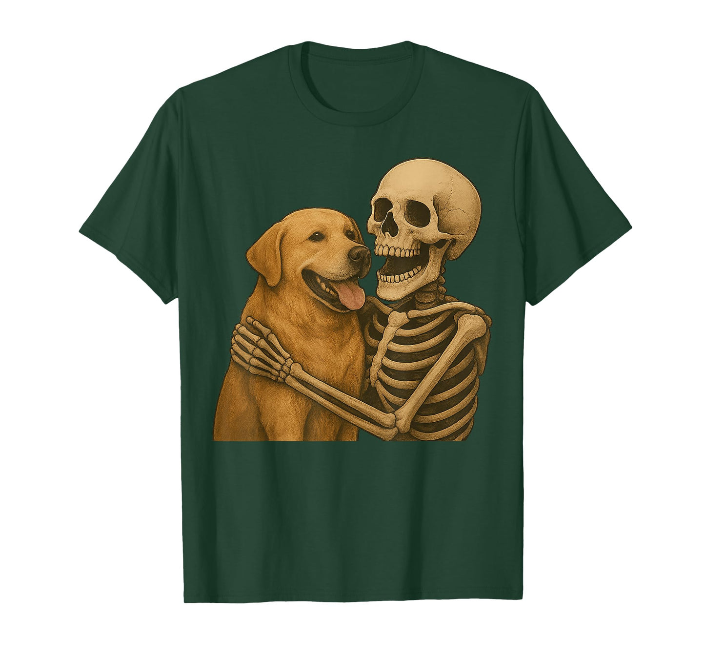 Skeleton Hugging Labrador Retriever Halloween Dog Mom Dad T-Shirt