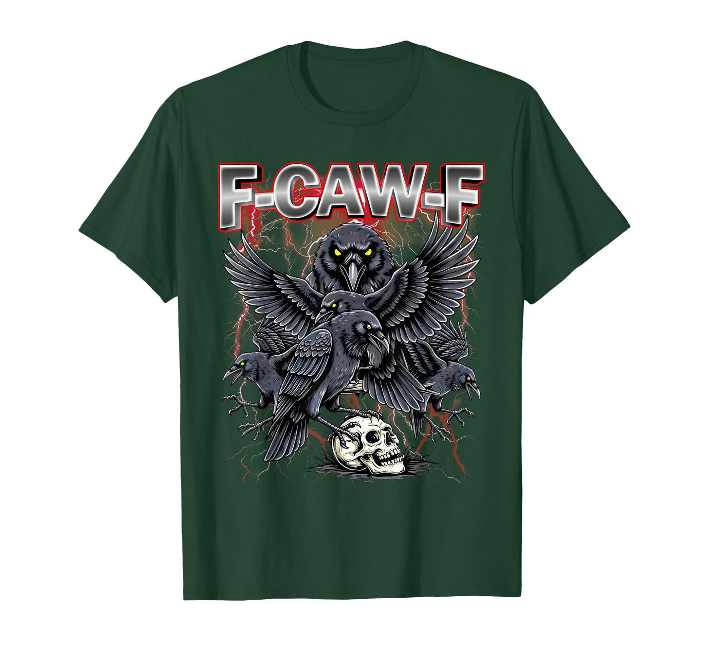 Funny Crow F-CAW-F Graphic Gothic Black Raven Moon Halloween T-Shirt