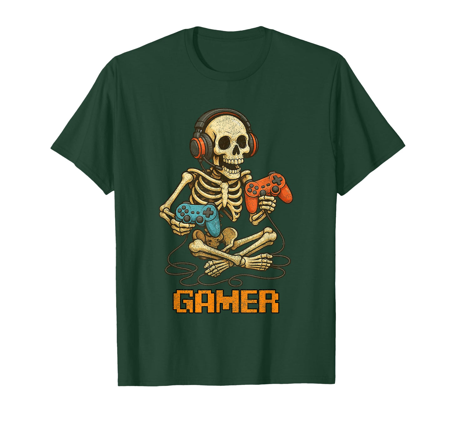 Halloween Skeleton Gamer Video Gaming Funny Skeleton Gaming T-Shirt