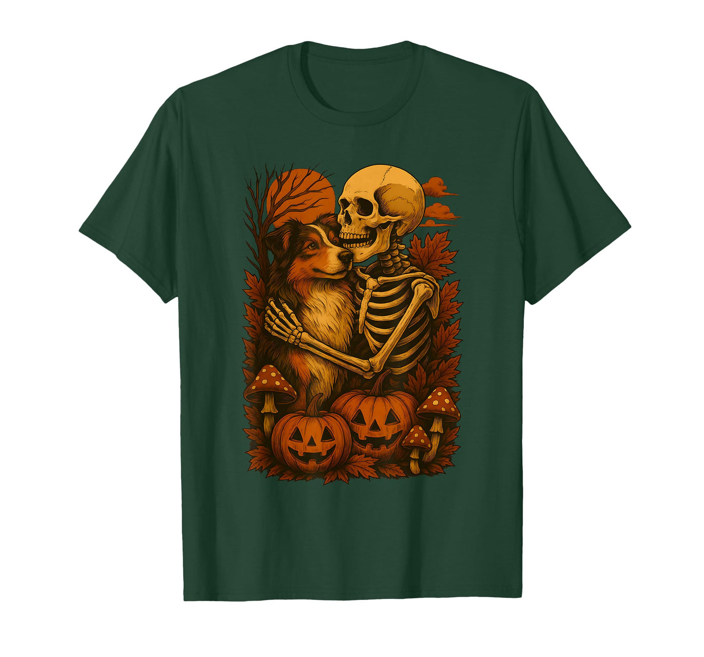 Skeleton Hugging Australian Shepherd T-Shirt