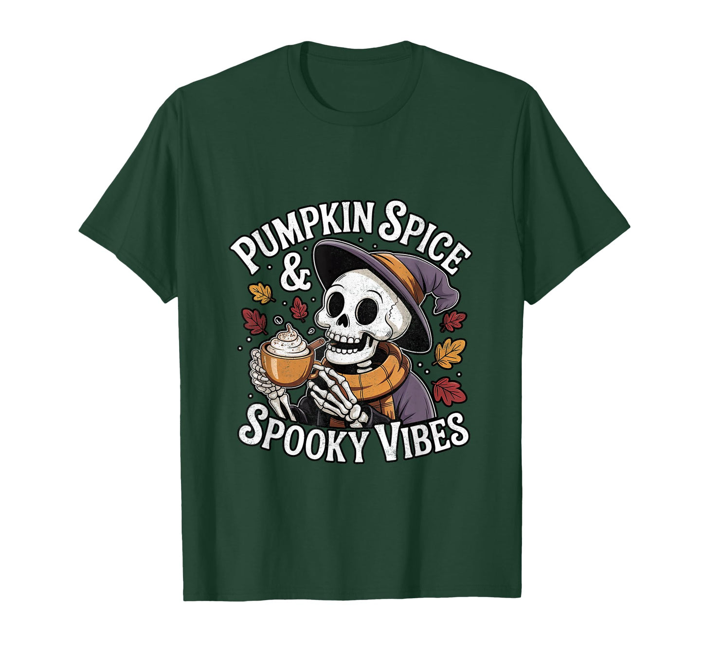 Pumpkin Spice and Spooky Vibes Halloween Woman Cute Funny T-Shirt