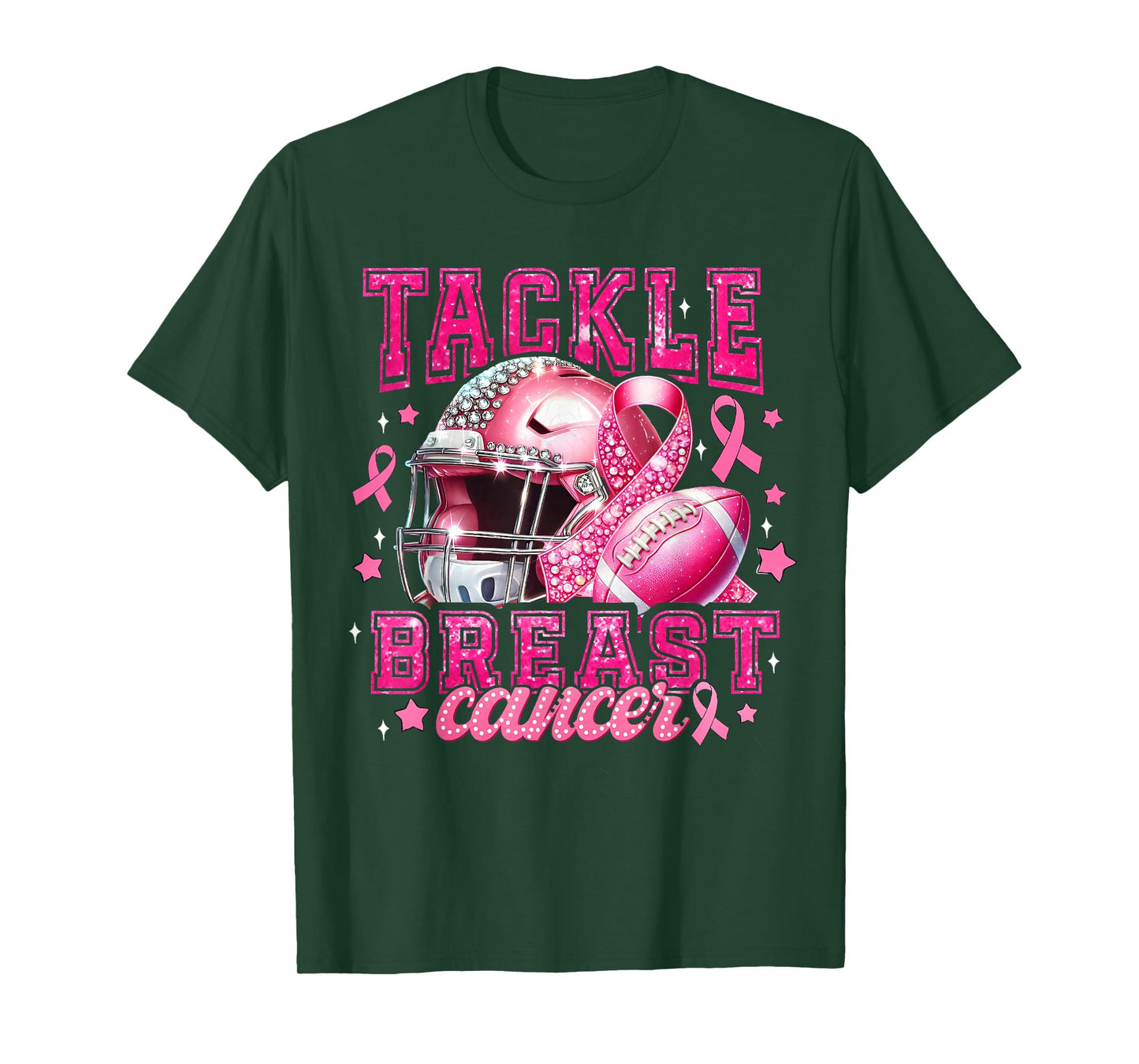 Tackle Breast Cancer Awareness Pink Ribbon American Football T-Shirt