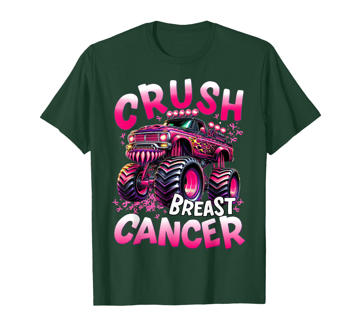Crush Breast Cancer Monster Truck Girls Boys Pink Awareness T-Shirt