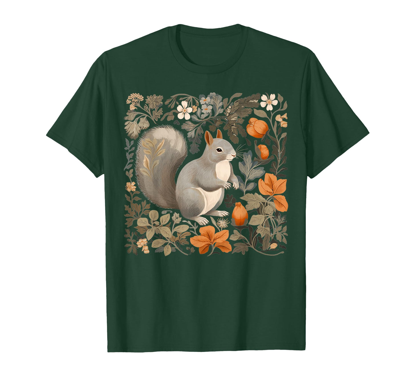 Squirrel in William Morris Style Forest T-Shirt