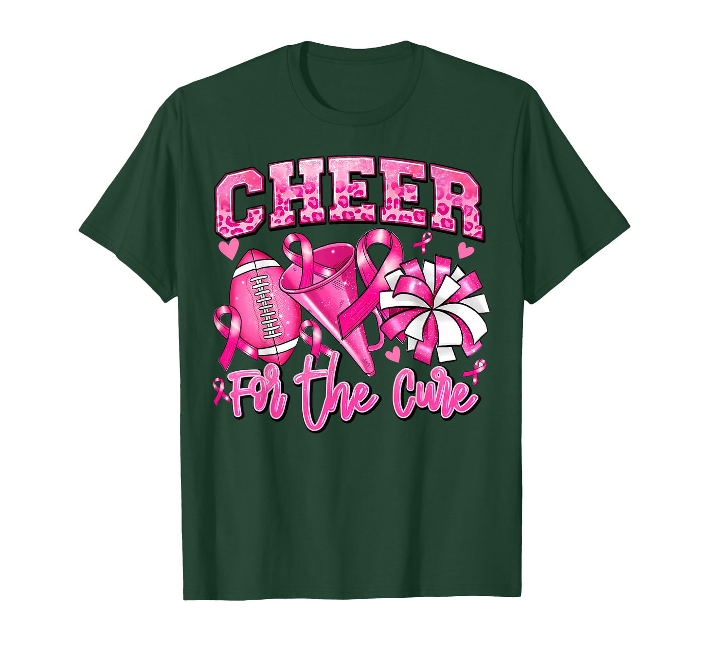 Football Cheer For The Cure Pink Ribbon Breast Cancer Womens T-Shirt