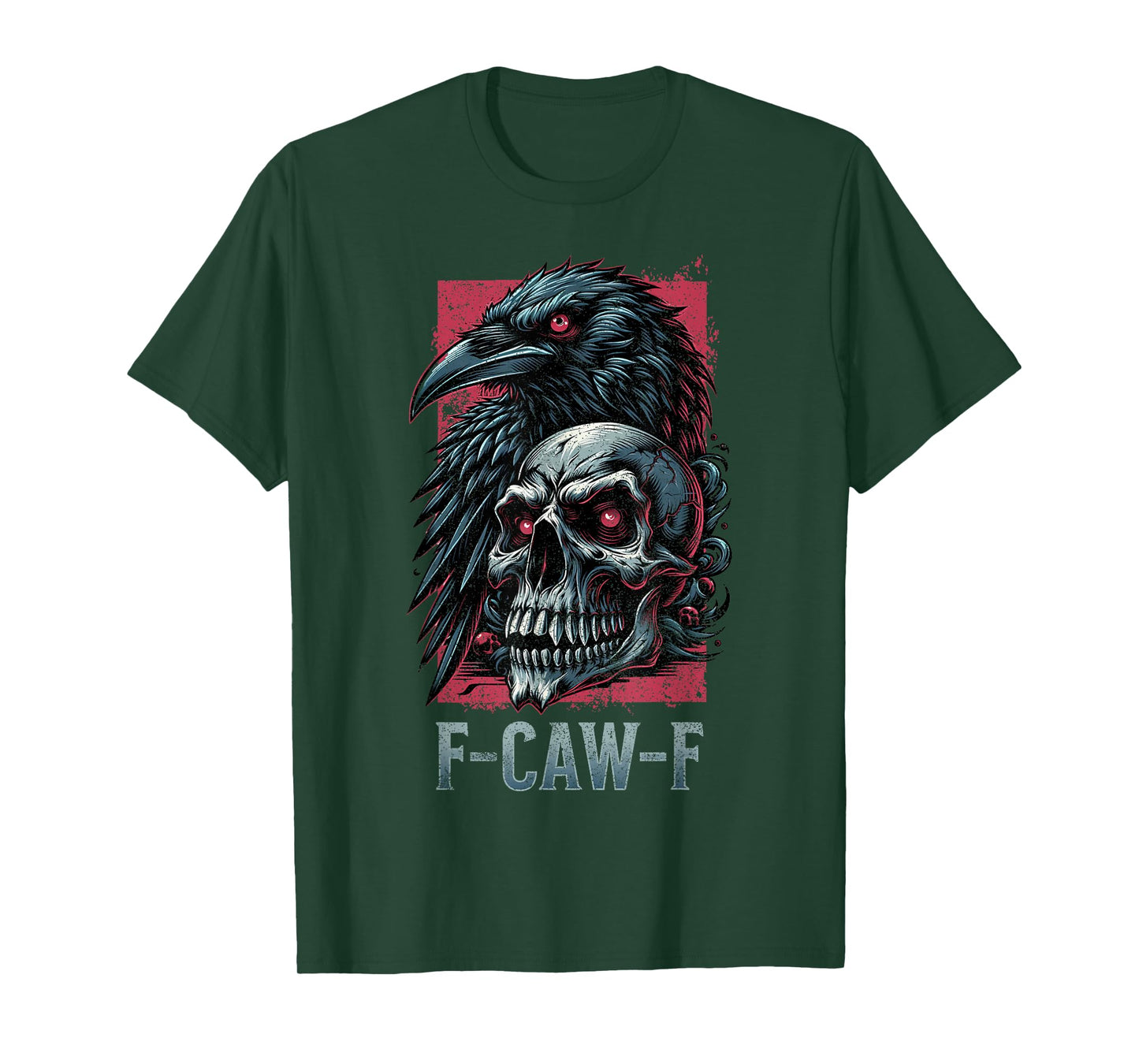 Fun Black Crow F-Caw-F Raven Skull Bird Goth Adult Humor T-Shirt