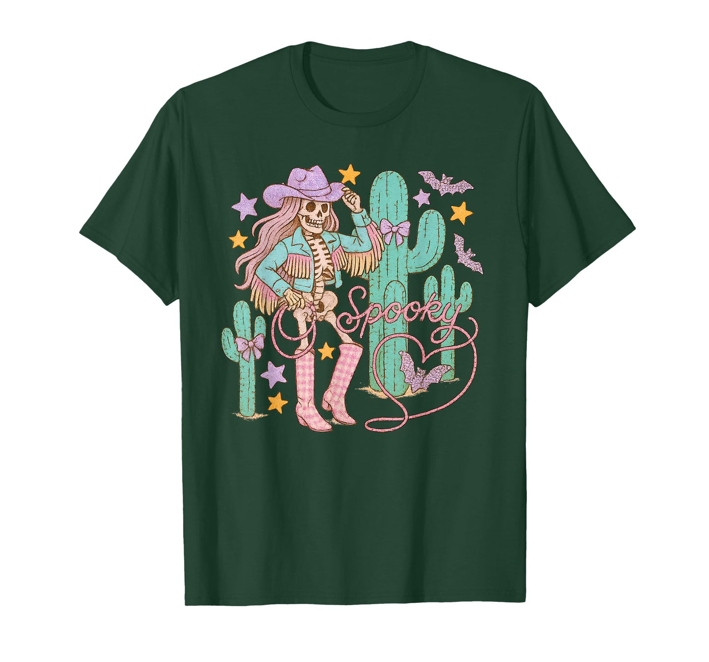 Spooky Cowgirl Skeleton Ghost Halloween Western T-Shirt